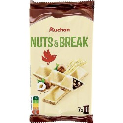 Gaufrettes Nuts et Break fourrées de pâte à tartiner cacao noisettes x7 108g