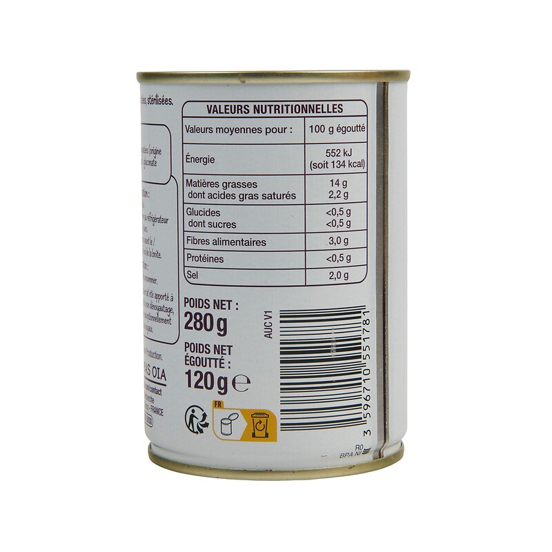 Olives noires dénoyautées 280g