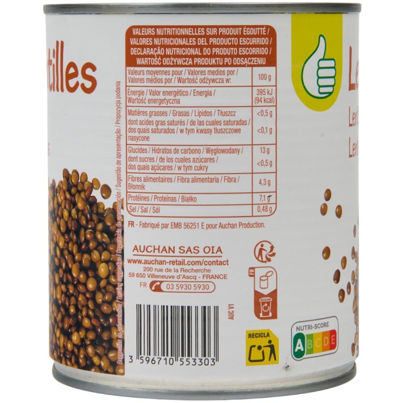 Lentilles 4/4 530g