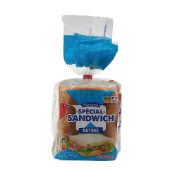 Pain de mie nature grandes tranches spécial sandwich 14 tranches 550g