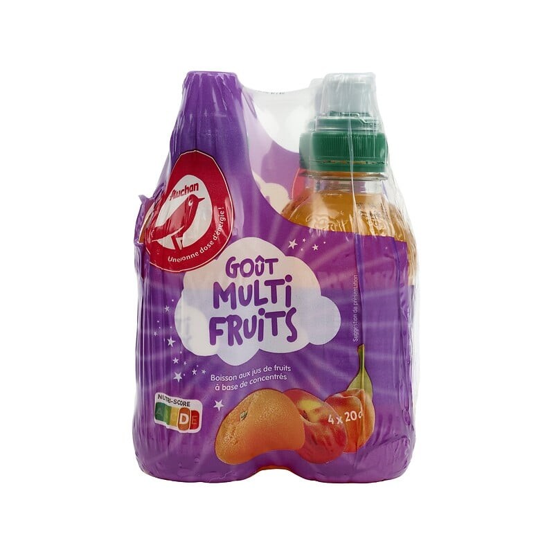 Boisson aux jus de fruits goût multifruits bouchon sport 4x20cl