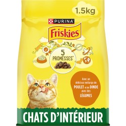 Croquettes mélange poulet dinde et légumes pour chat d'intérieur 1.5kg