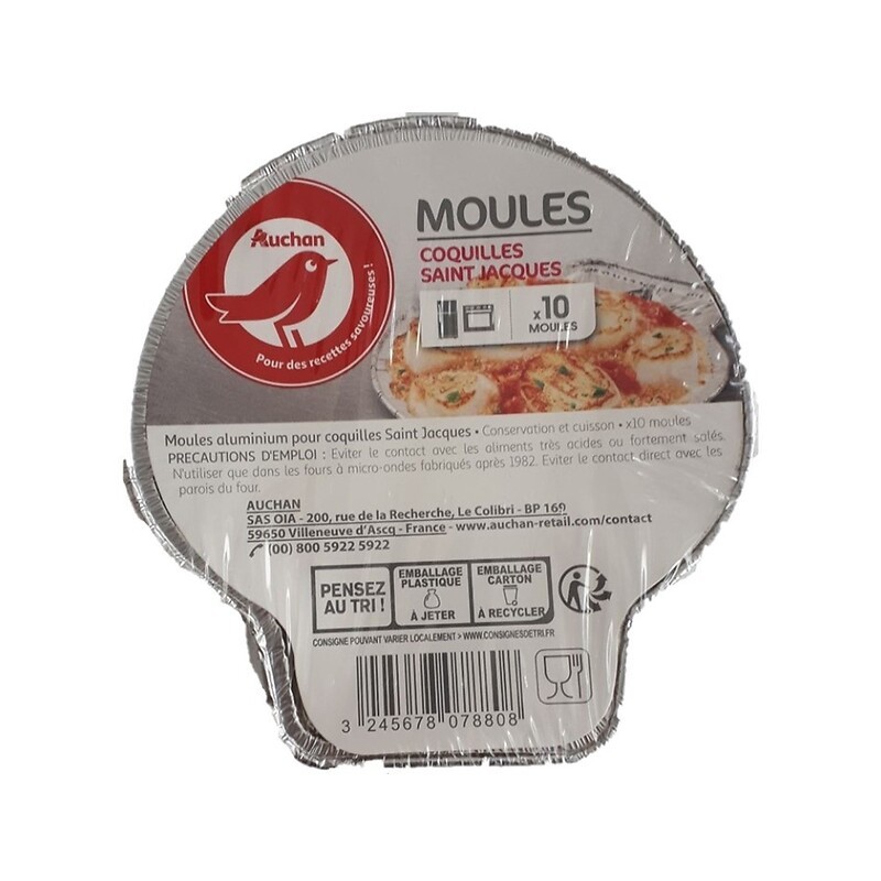 Moules aluminium pour coquilles Saint-Jacques x10