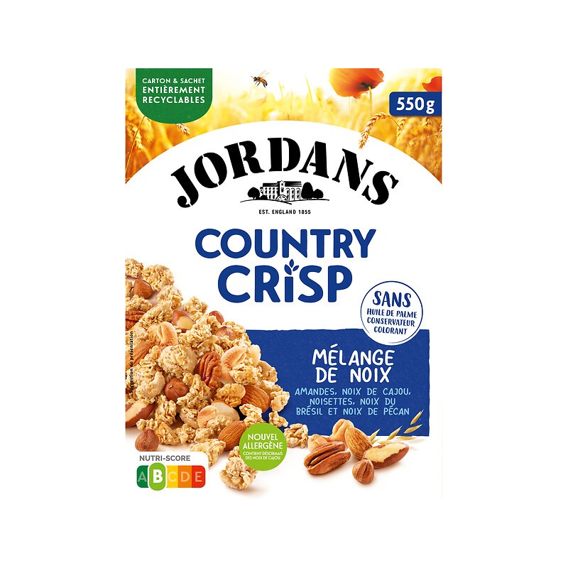 Céréales country crisp avec mélange de noix sans huile de palme 550g