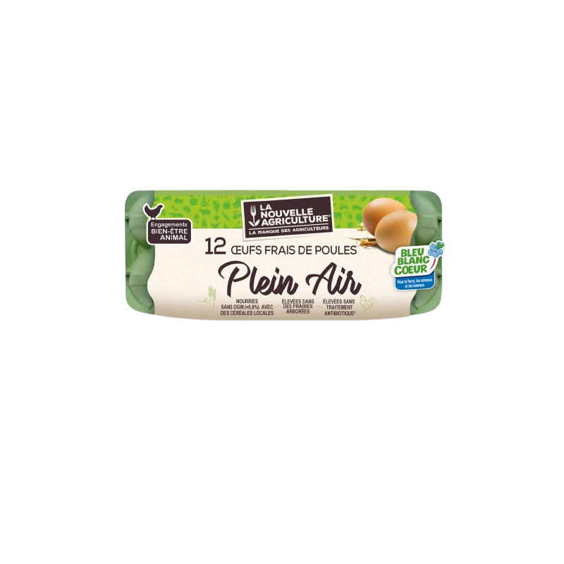 Oeufs frais de poules plein air bleu blanc coeur x12