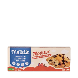 Gâteau moelleux pépites de chocolat bio sans allergènes majeurs x5 135g