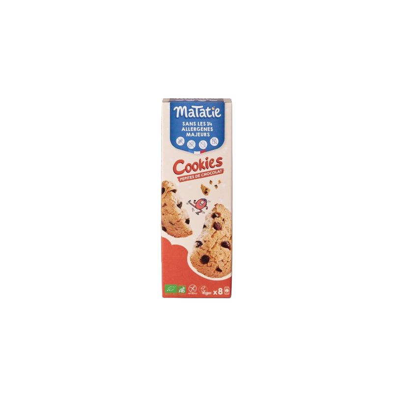Cookies aux pépites de chocolat bio sans allergènes majeurs x8 160g