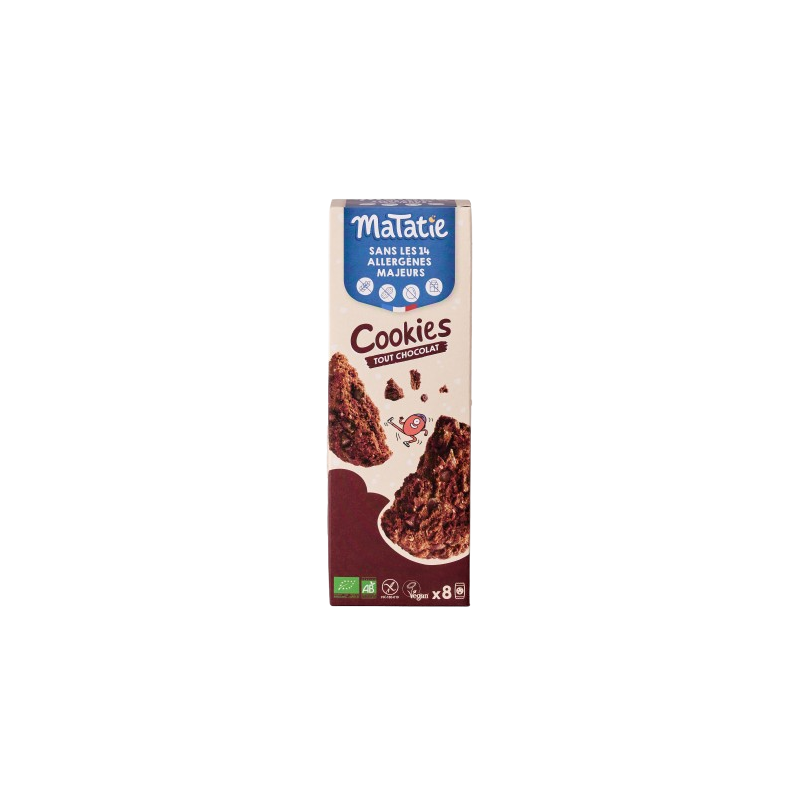 Cookies tout chocolat bio bio sans allergènes majeurs x8 160g