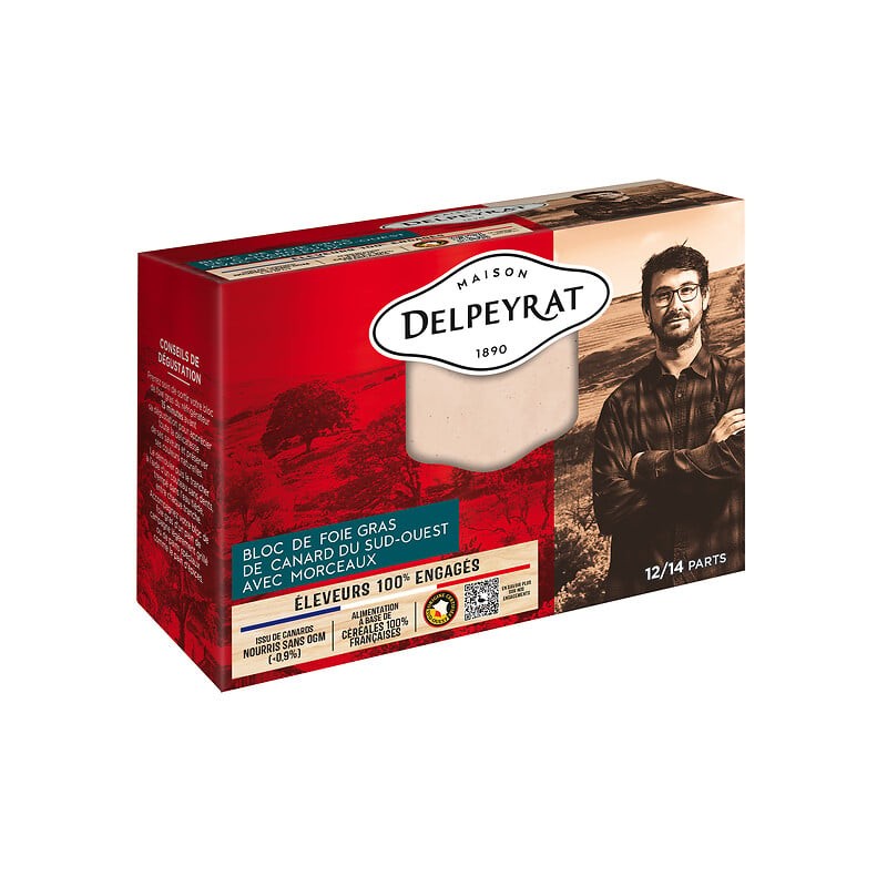 Bloc de foie gras de canard du Sud-Ouest avec morceaux 400g