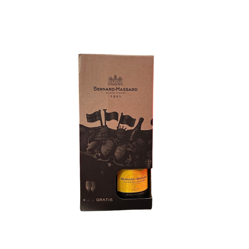 Coffret mousseux brut Cuvée de L'Ecusson 12% 2x75cl + 2 verres