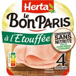 Le bon Paris Jambon cuit à l'étouffée sans nitrite x4 140g