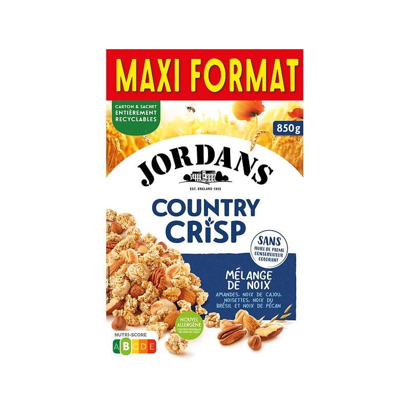 Céréales country crisp avec mélange de noix 850g