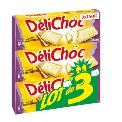 Biscuits délichoc nappés de chocolat blanc 3x150g