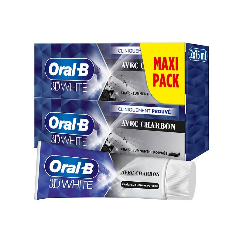 Dentifrice 3D white avec charbon 2x75ml