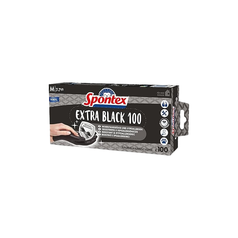 Gants jetables taille M 7-7 1/2 extra black x100