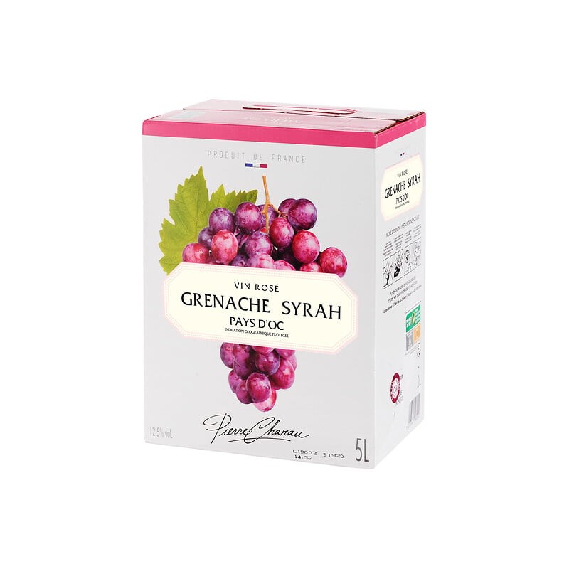 Vin rosé IGP pays d'oc grenache syrah 12.5% 5l