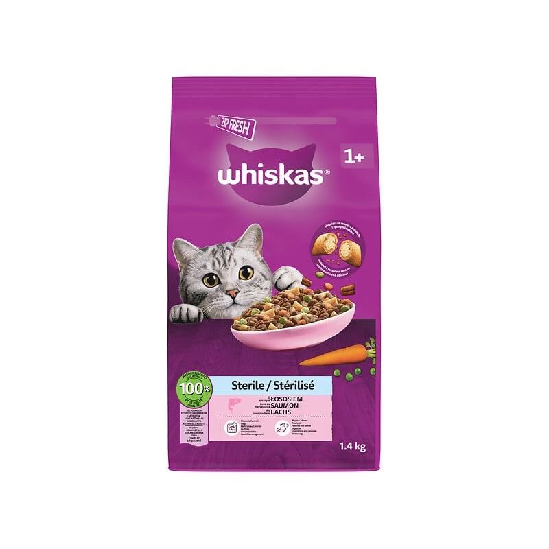Croquettes au saumon pour chat adulte stérilisé 1.4kg