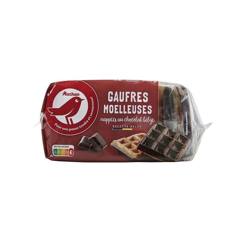 Gaufres moelleuses nappées au chocolat belge x8 296g