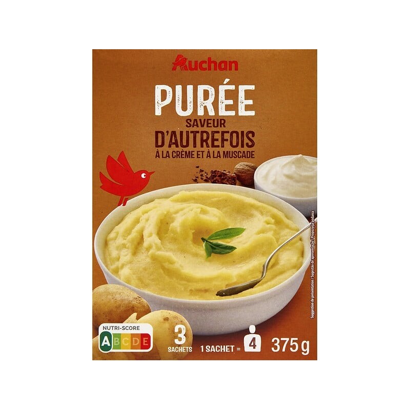 Purée saveur d'autrefois à la crème et à la muscade 3x125g