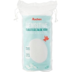 Disques ovales cotons sensitive à démaquiller à l'aloé vera x50