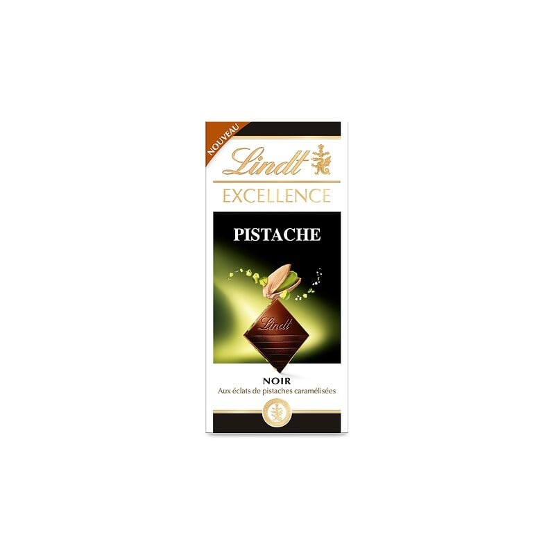 Tablette excellence chocolat noir pistache caramélisée et à la fleur de sel 100g