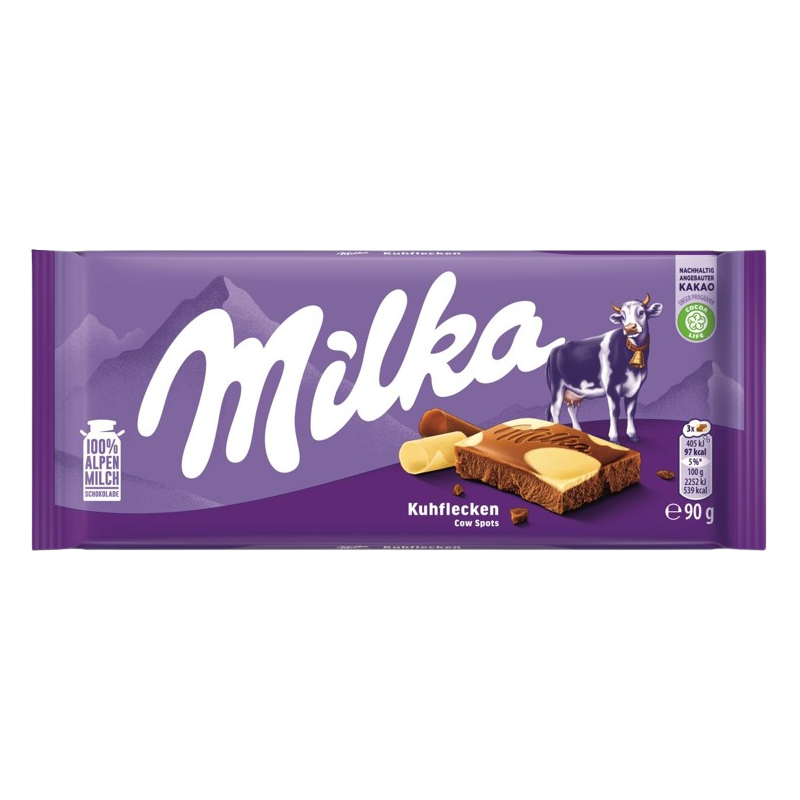 Tablette cow spots de chocolat au lait et chocolat blanc 100g