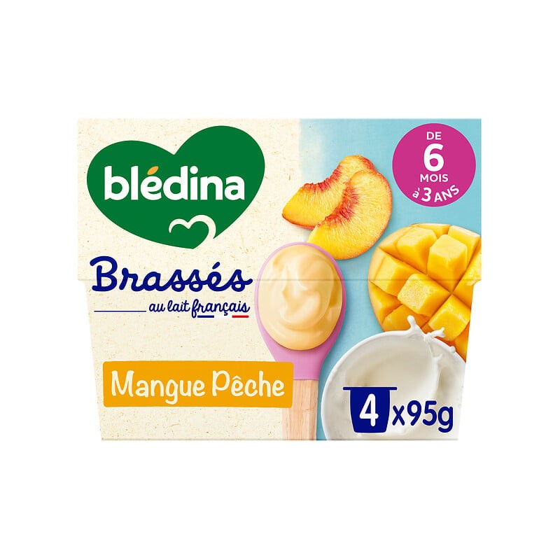 Yaourts brassés bébé mangue pêche dès 6 mois 4x95g