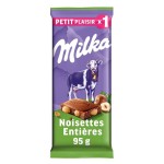 Tablette de chocolat au lait avec des noisettes entières 95g