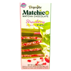 Tablette de chocolat blanc infusé au matcha crème de fraise 95g