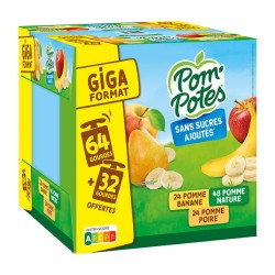 Gourdes compotes de pomme nature pomme poire et pomme banane 96x90g