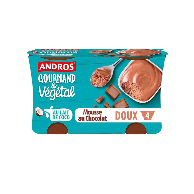 Gourmand et végétal Mousse au chocolat doux au lait de coco 4x55g