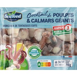 Cocktail de calmars géants et poulpes cuits 250g