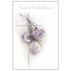 Carte condoléances 17x12cm oeillets x1