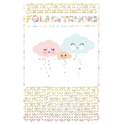 Carte félicitations naissance 17x12cm petits nuages x1