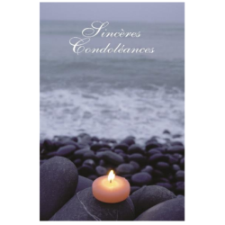 Carte condoléances 17x12cm bougie sur galets x1