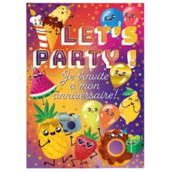 Cartes invitation 21x12cm let's party x6