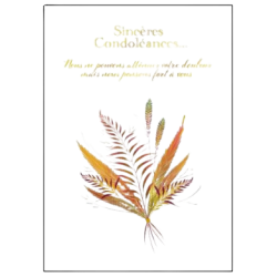 Cartes condoléances 17x12cm feuillages x6