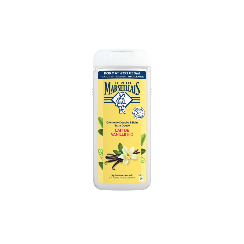 Gel douche extra doux lait de vanille bio 650ml