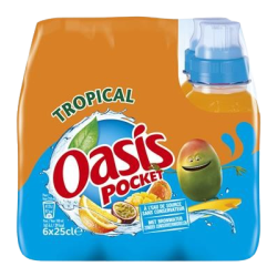 Boisson aux fruits goût tropical bouchon sport 6x25cl