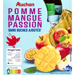 Gourdes compote de pomme mangue passion sans sucres ajoutés 4x90g