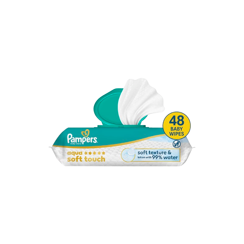 Lingettes nettoyantes aqua soft touch pour bébé x48