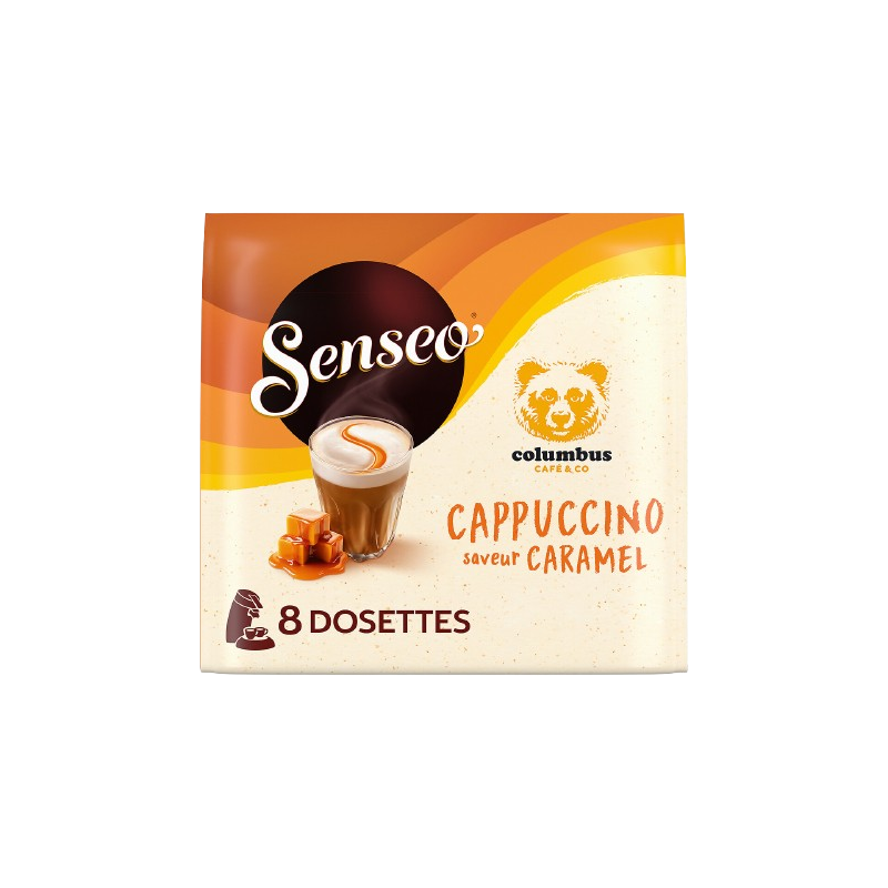 Dosettes de café cappuccino saveur caramel x8