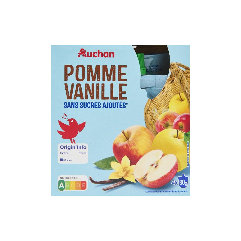 Gourdes compote de pomme vanille sans sucres ajoutés 4x90g