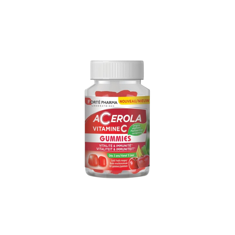 Acerola vitamine C goût fruits rouges 60 gummies