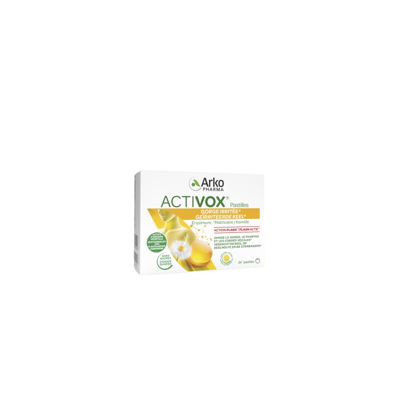 Activox adoucissant miel citron sans sucres 24 pastilles