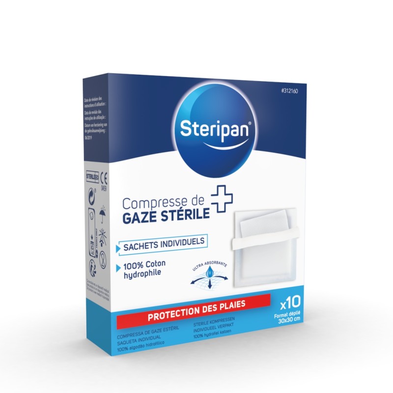10 compresses de gaze 30 x 30 cm