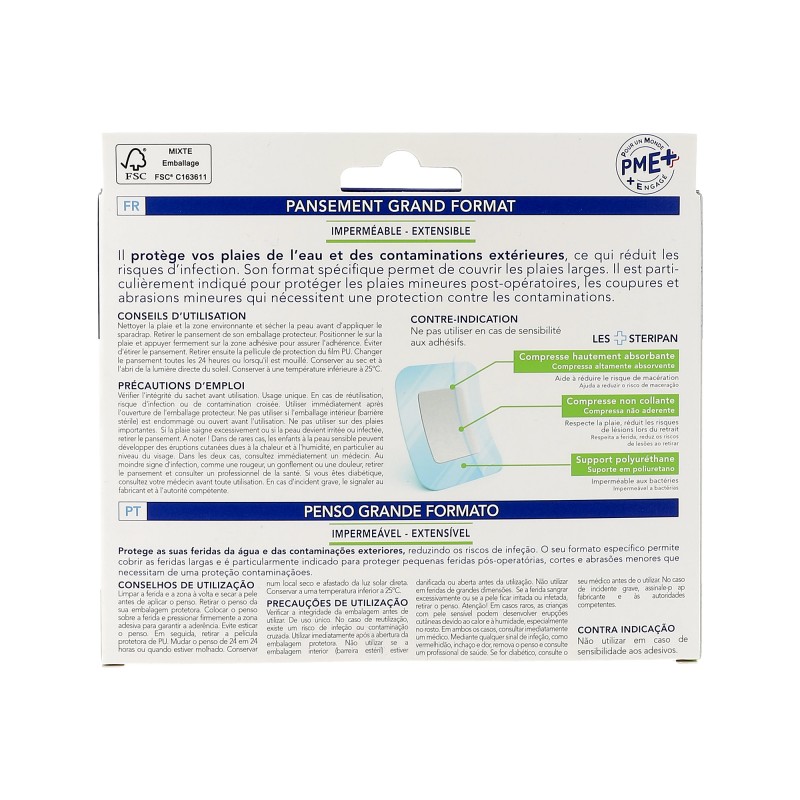 6 pansements steriles impermeables grand format