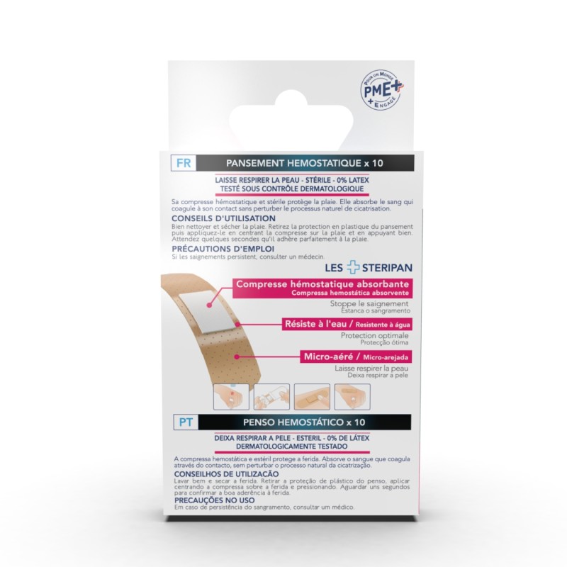 10 pansements hémostatiques 1 format