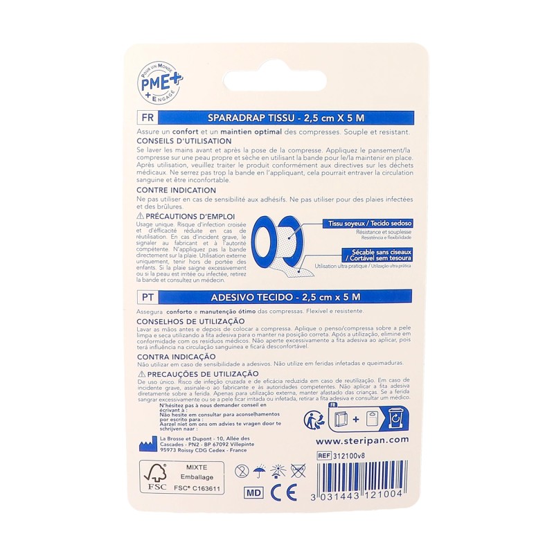 Sparadrap tissu 5 m x 2,5 cm