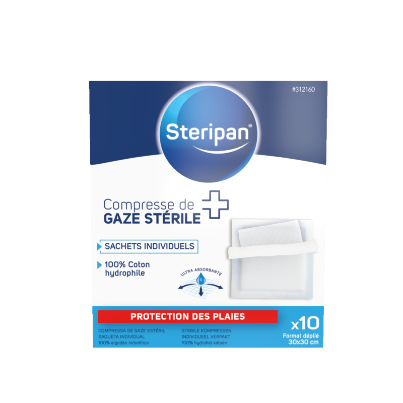 10 compresses de gaze 30 x 30 cm